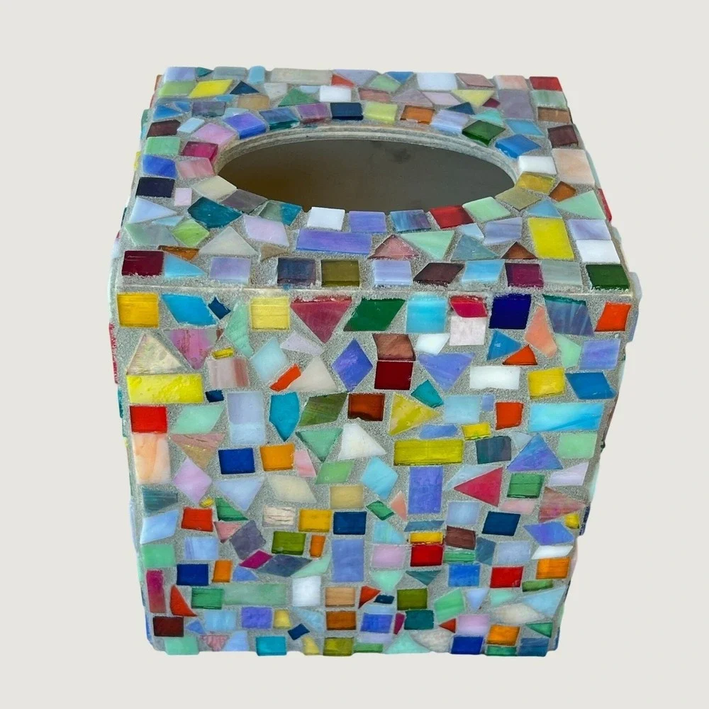 Handmade Mosaic Tile Tissue Box Cover Unisex OS Multi Bohemian Luxury Home Decor